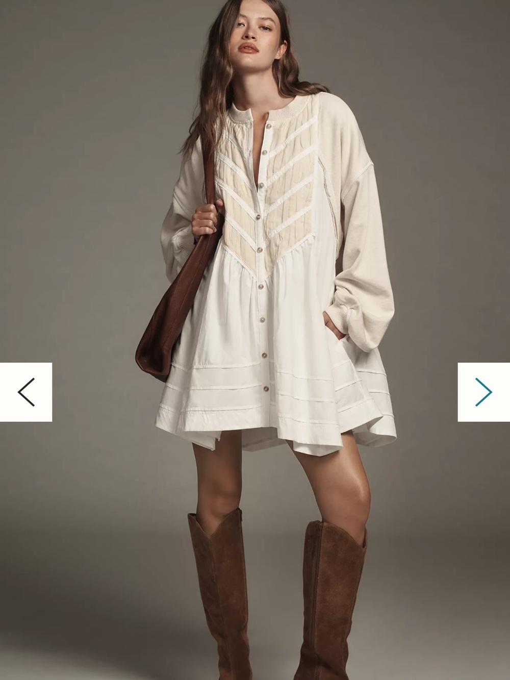 Pilcro Long-Sleeve Button-Front Twofer Mini Dress